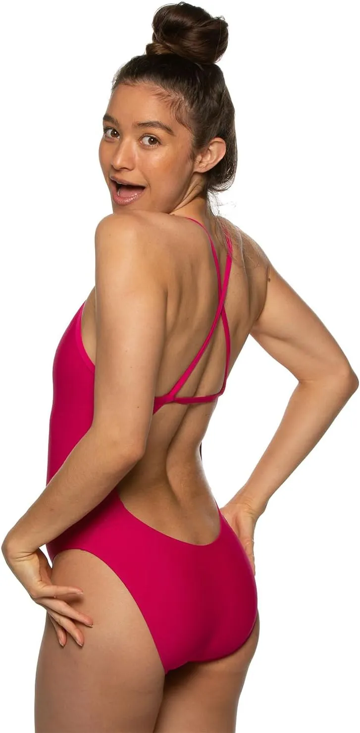JOLYN Brandon Fixed Back Women's Athletic One Piece Swimsuit for Competitive Swimming, Lifeguarding, Medium-Full Coverage