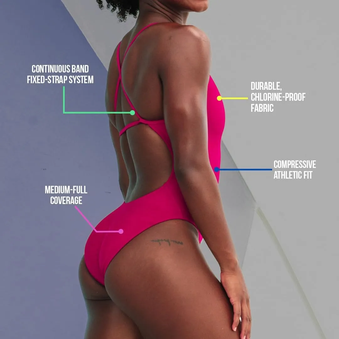 JOLYN Brandon Fixed Back Women's Athletic One Piece Swimsuit for Competitive Swimming, Lifeguarding, Medium-Full Coverage