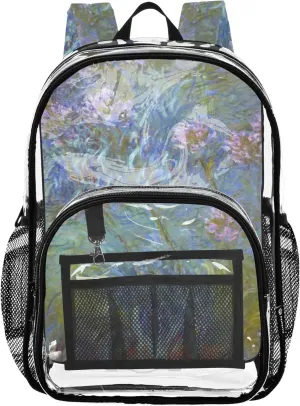 Kids Girls Backpack Boys Claude Monet Agapanthus Anagoria Clear Backpack Women Cute Pvc School Plastic Bookbag
