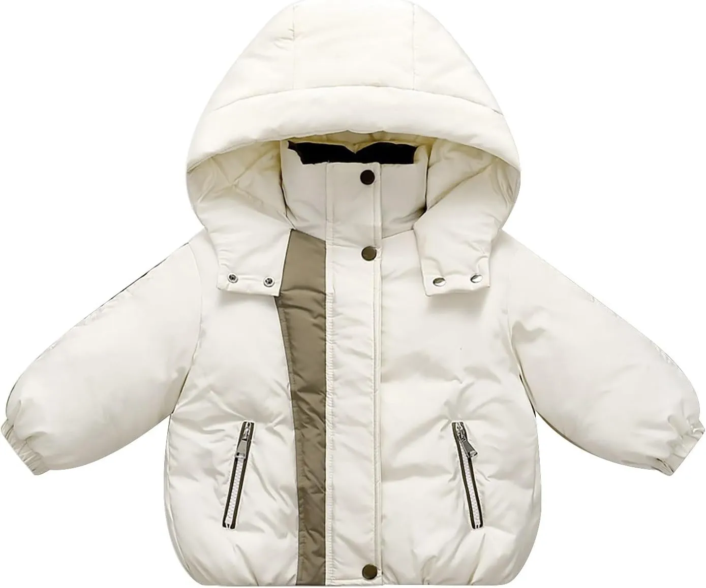Kids Toddler Baby Girls Boys Winter Warm Thick Solid Cotton Long Sleeve Padded Jacket Coat 3 to 8 Y (White, 6-7 Years)