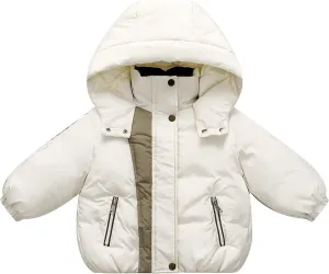 Kids Toddler Baby Girls Boys Winter Warm Thick Solid Cotton Long Sleeve Padded Jacket Coat 3 to 8 Y (White, 6-7 Years)