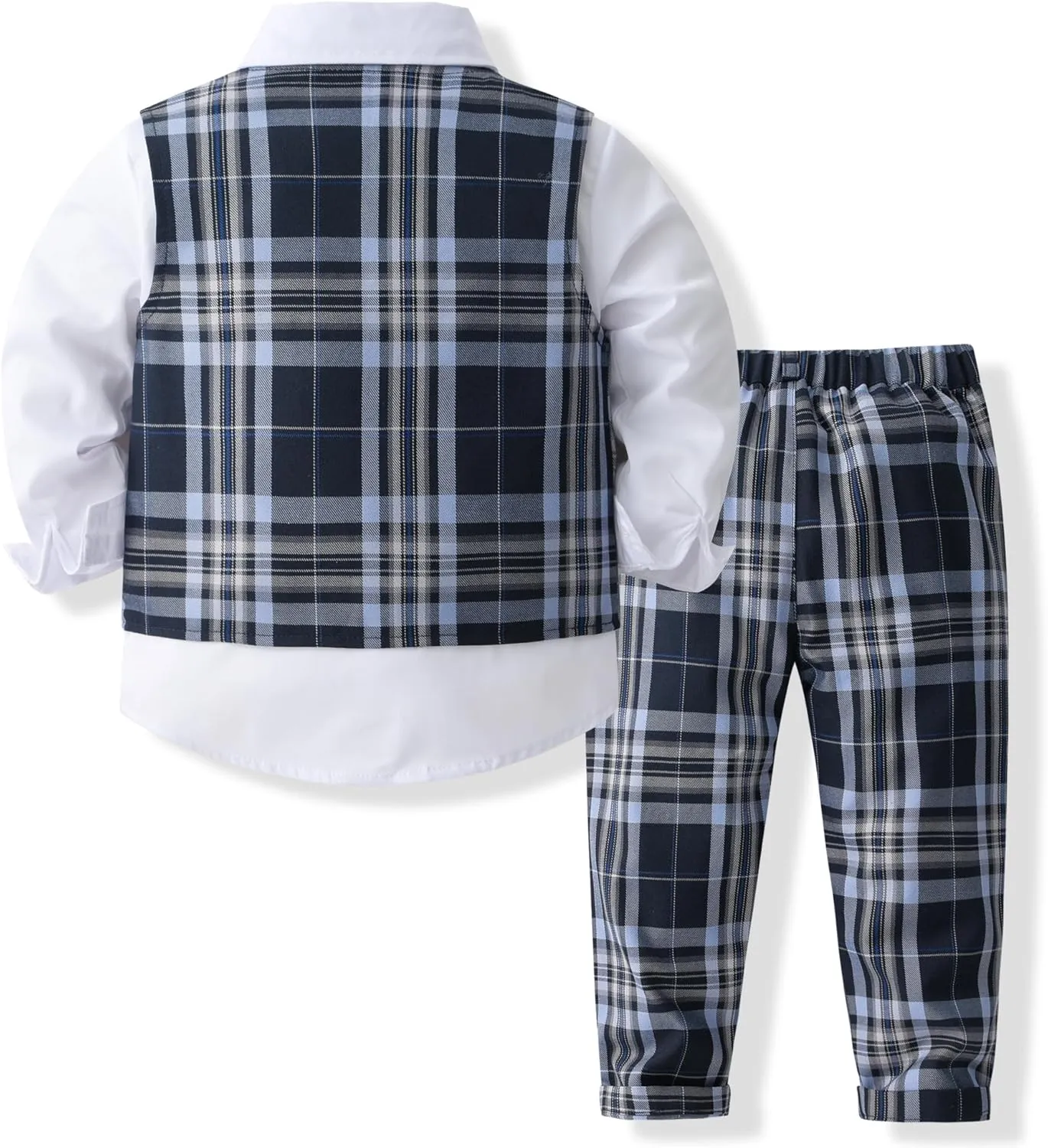 Kimocat Boys 3Pcs Clothing Sets Elegant Long Sleeve Shirts   Vest with Flower Pants Party Suit