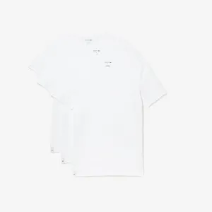 Lacoste Men's 100% Cotton Regular Fit V-Neck Undershirt, 3-pack