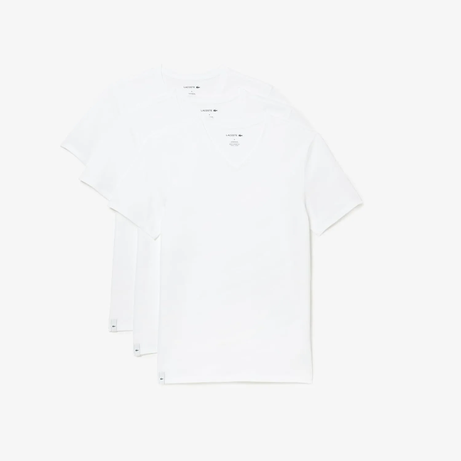 Lacoste Men's 100% Cotton Regular Fit V-Neck Undershirt, 3-pack