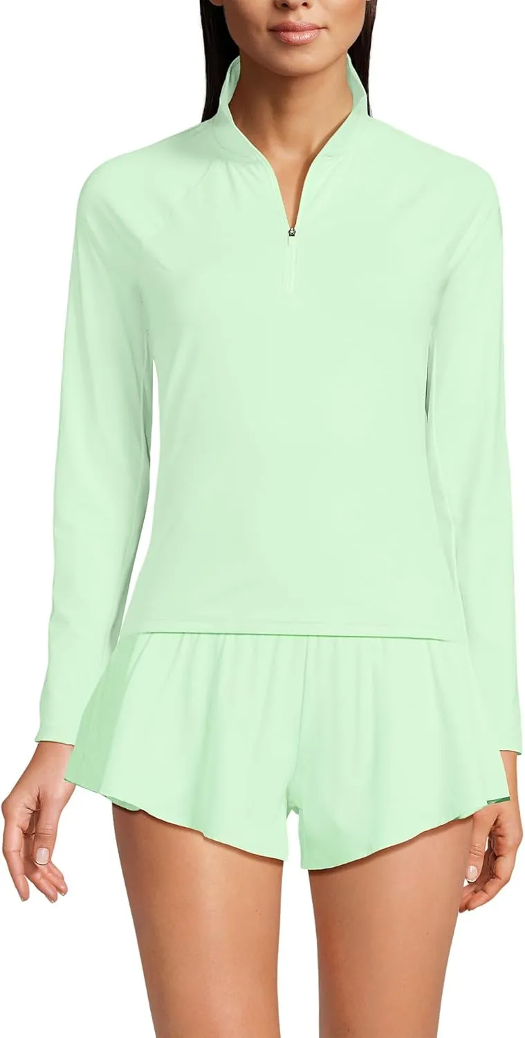 Lands' End Women's Long Sleeve Rash Guard Cover-up UPF 50