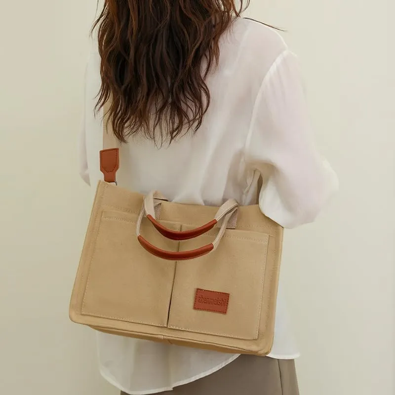 Large Canvas Tote Bag for Women, Computer Bags for Laptops for Women, Multiple Pockets Are Suitable for Work