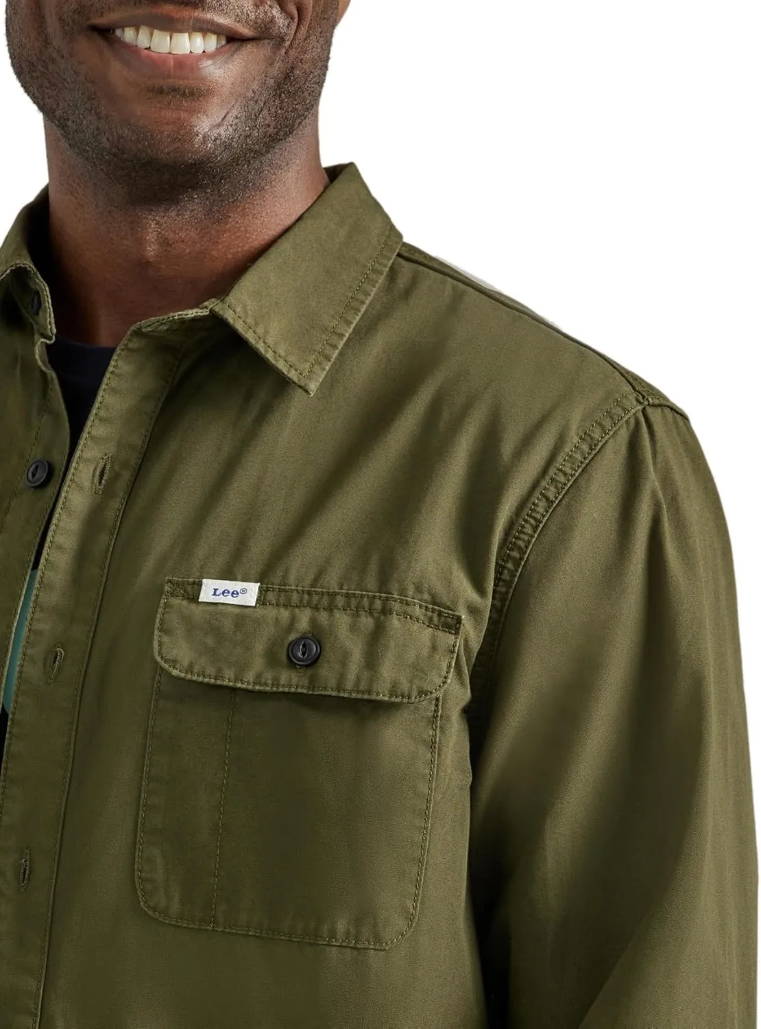 Lee Men's Workwear Loose Fit Long Sleeve Button Down Overshirt