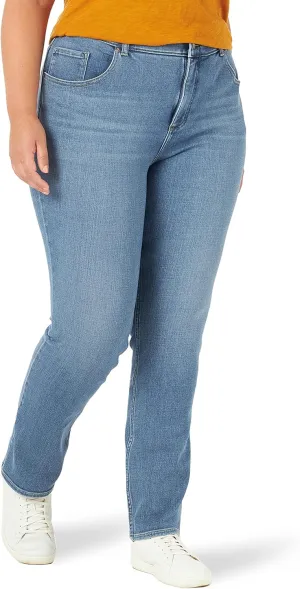 Lee Women's Plus Size Ultra Lux Mid-Rise Slim Fit Straight Leg Jean