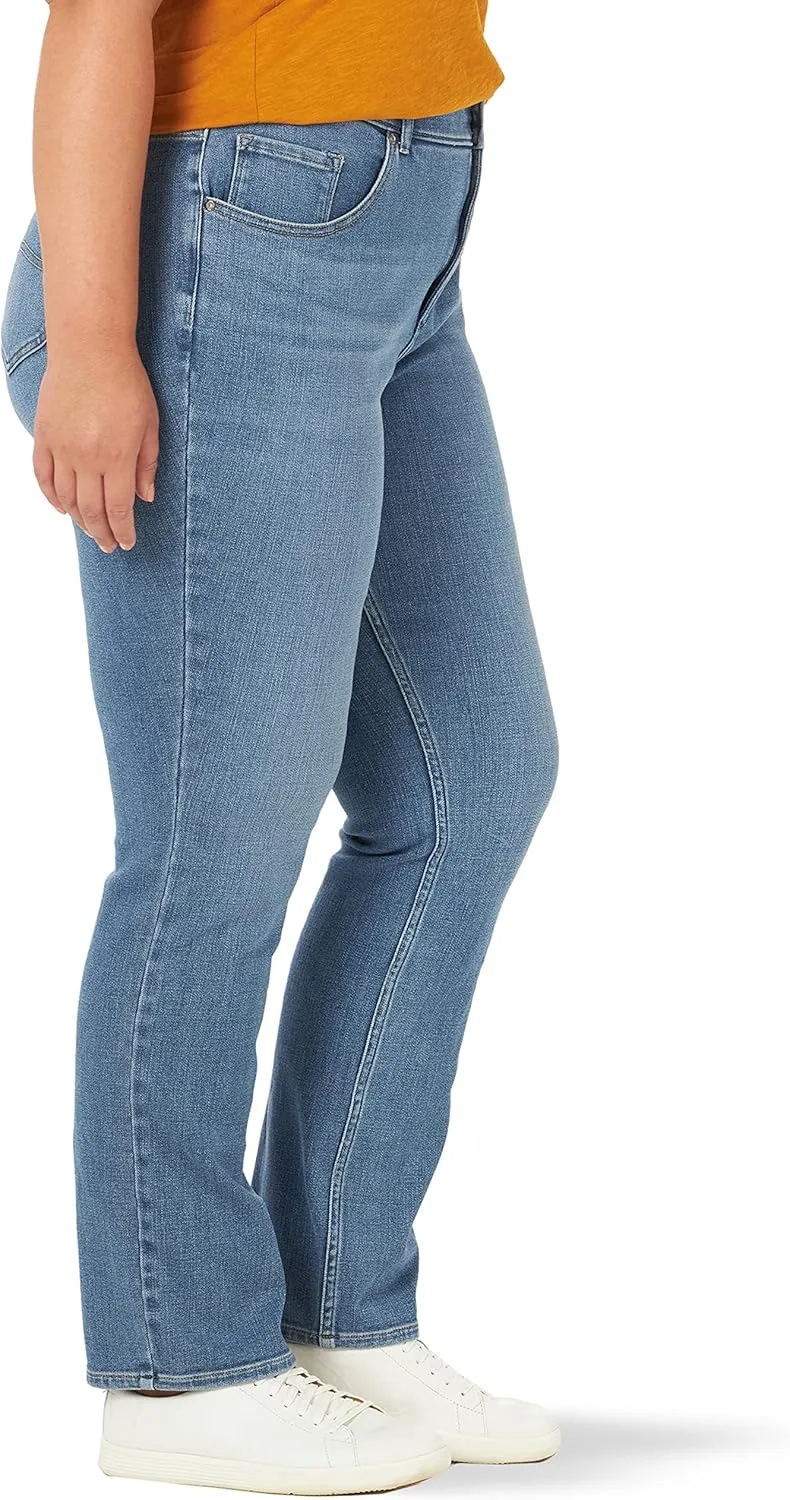 Lee Women's Plus Size Ultra Lux Mid-Rise Slim Fit Straight Leg Jean