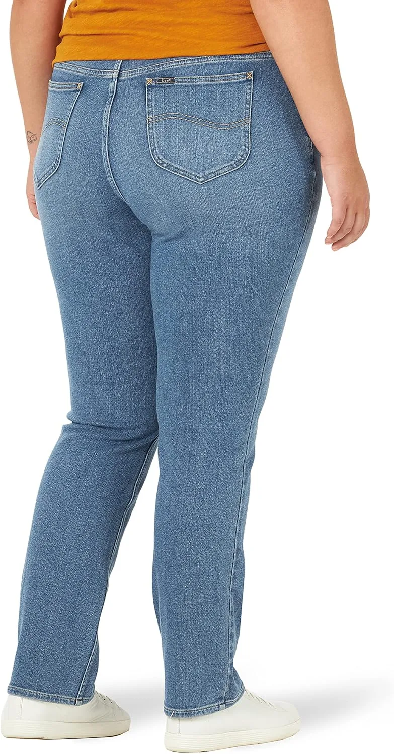 Lee Women's Plus Size Ultra Lux Mid-Rise Slim Fit Straight Leg Jean