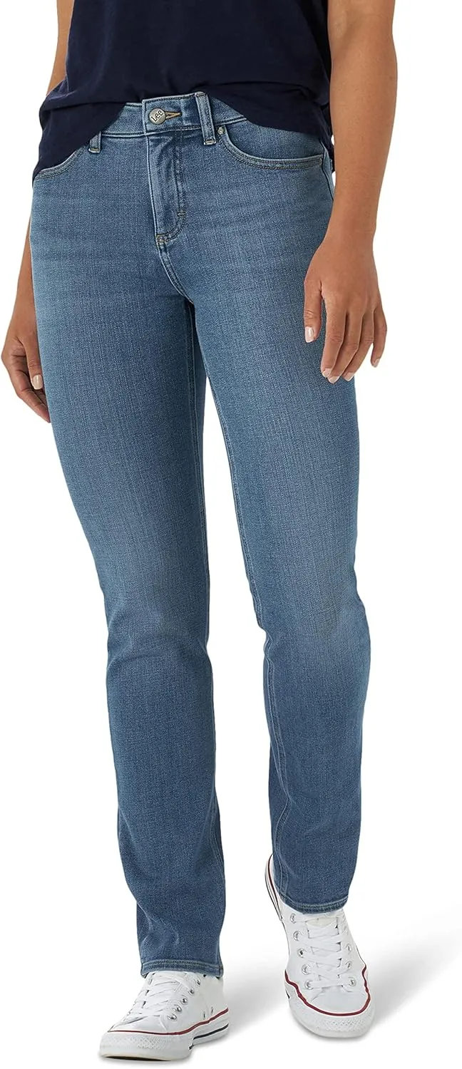 Lee Women's Ultra Lux Mid Rise Slim Fit Straight Leg Jean