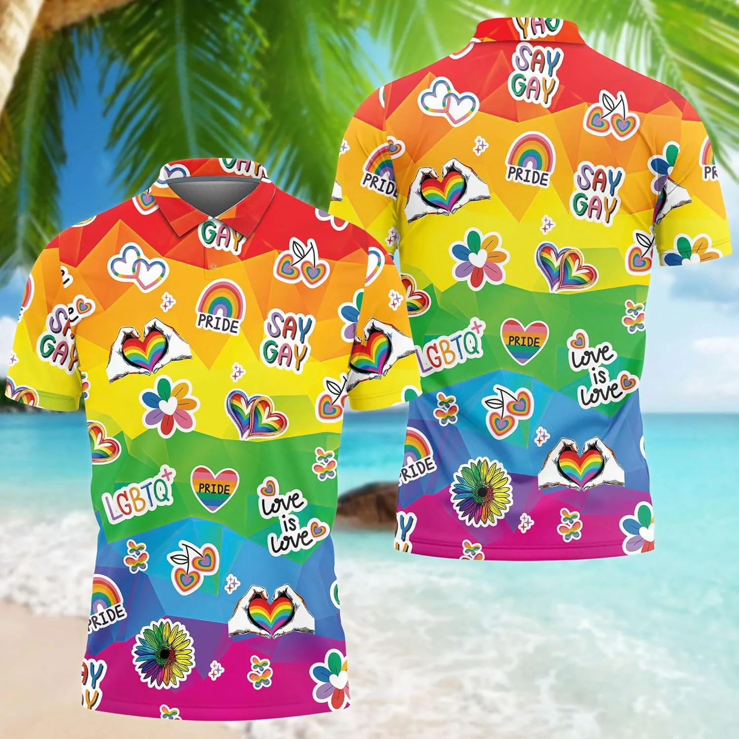 LGBT Golf Shirt Men Funny Golf Polos for Men Dry Fit- Pride Day Golf Polo Shirts Hawaiian Polo Golf Outfits (MP_PL_25)