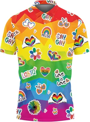 LGBT Golf Shirt Men Funny Golf Polos for Men Dry Fit- Pride Day Golf Polo Shirts Hawaiian Polo Golf Outfits (MP_PL_25)