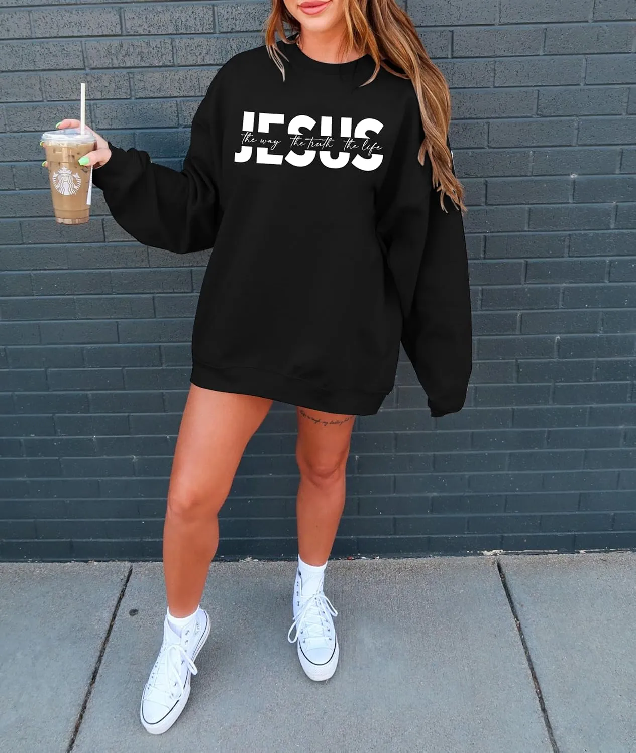 LUKYCILD Christian Sweatshirts for Women Jesus Sweatshirt Jesus Faith Inspirational Shirts Oversized Graphic Pullover Tops