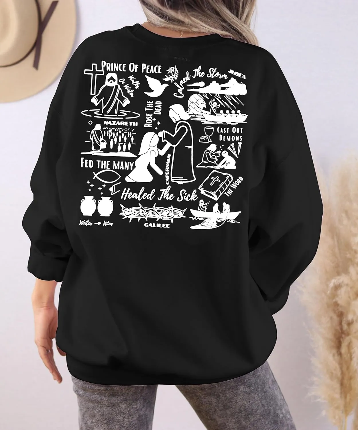 LUKYCILD Christian Sweatshirts for Women Jesus Sweatshirt Jesus Faith Inspirational Shirts Oversized Graphic Pullover Tops
