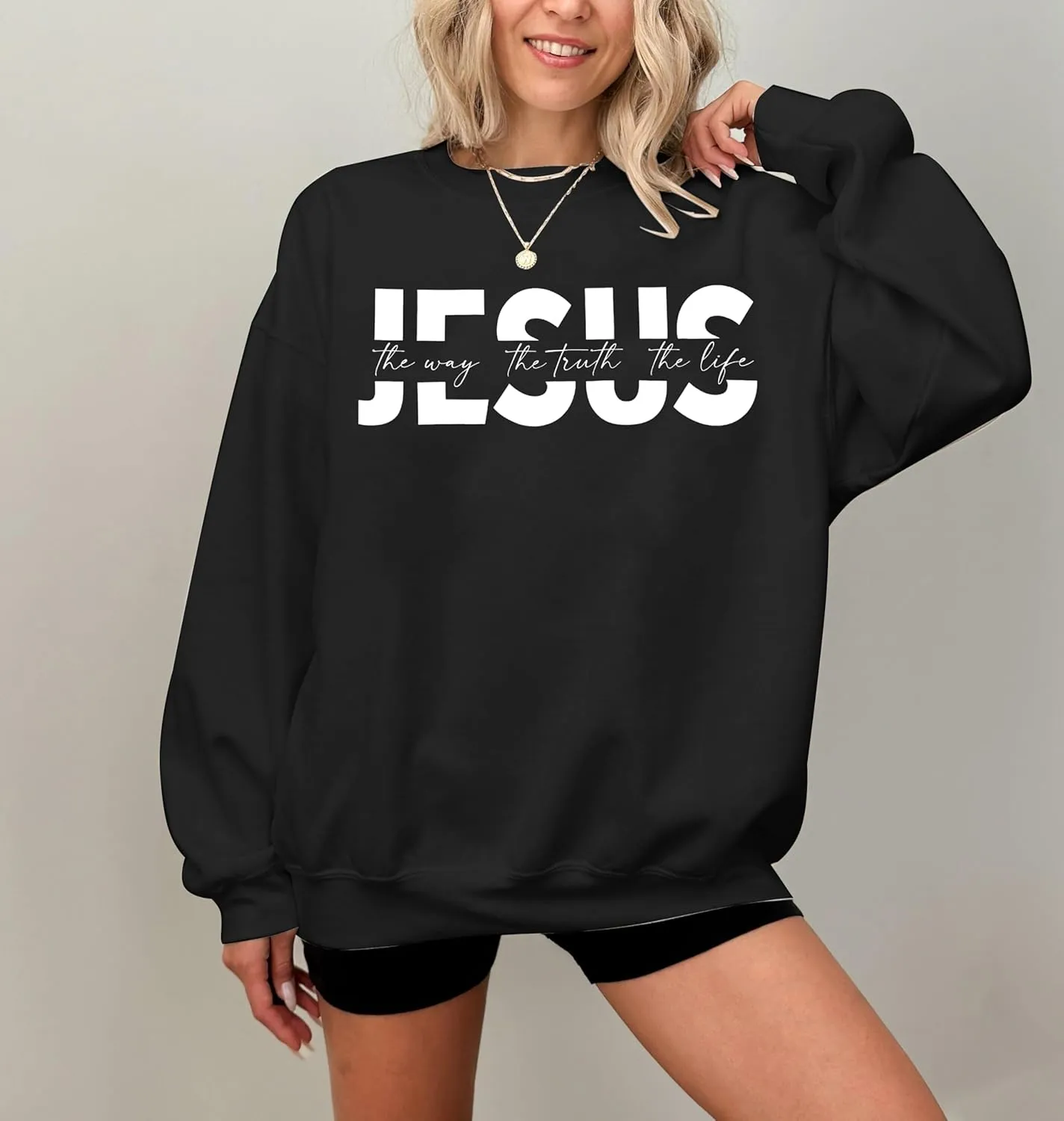 LUKYCILD Christian Sweatshirts for Women Jesus Sweatshirt Jesus Faith Inspirational Shirts Oversized Graphic Pullover Tops