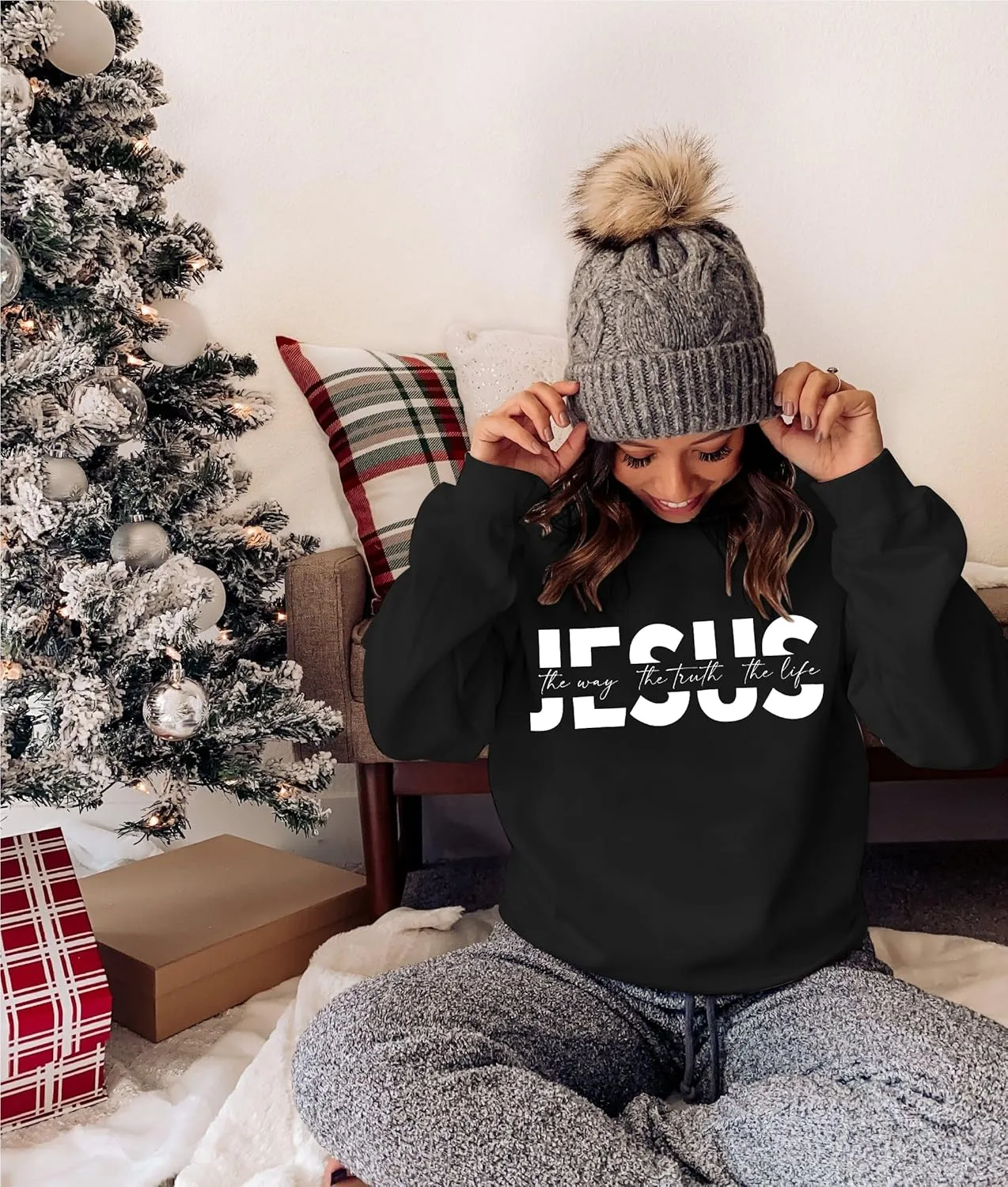 LUKYCILD Christian Sweatshirts for Women Jesus Sweatshirt Jesus Faith Inspirational Shirts Oversized Graphic Pullover Tops