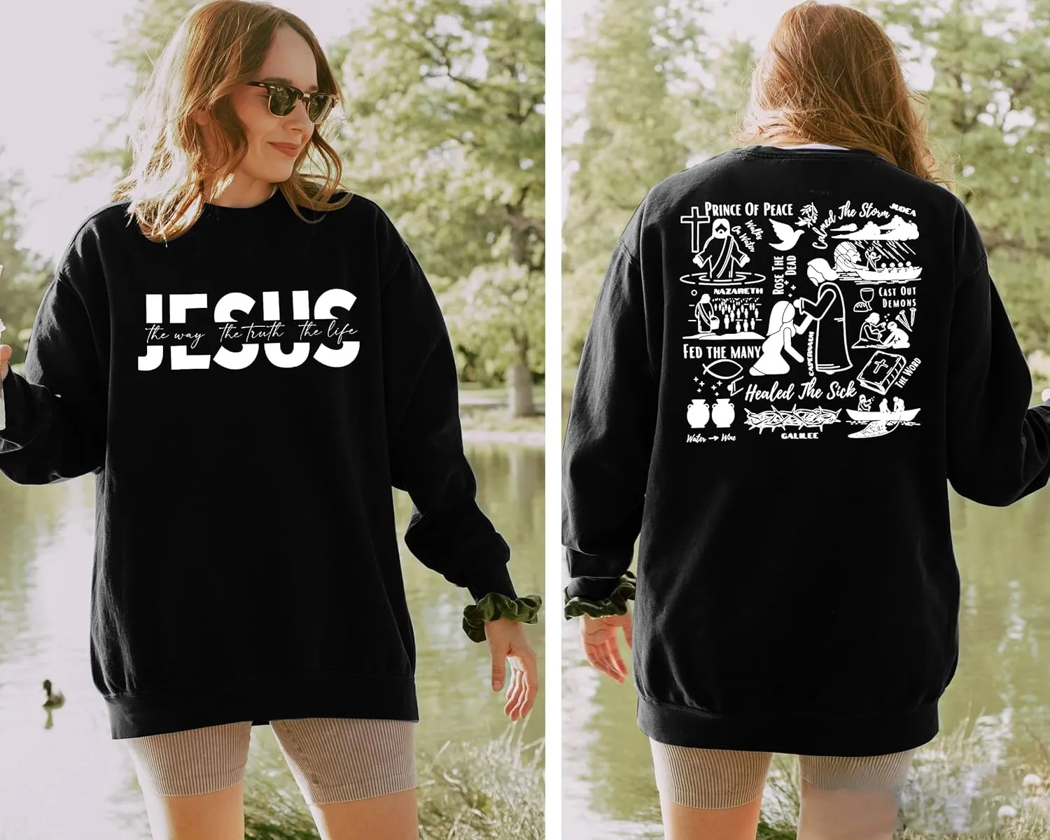 LUKYCILD Christian Sweatshirts for Women Jesus Sweatshirt Jesus Faith Inspirational Shirts Oversized Graphic Pullover Tops
