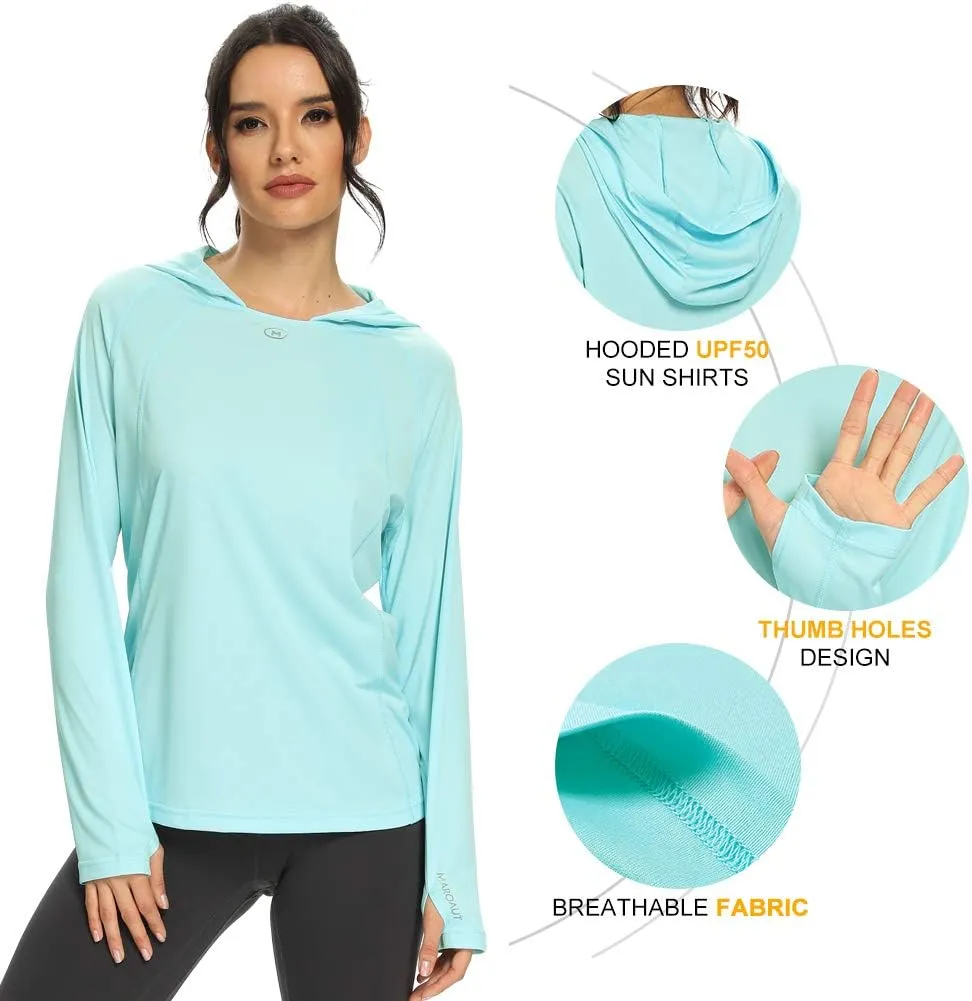 M MAROAUT Women's UV Sun Protection Hiking Shirts, UPF50  Long Sleeve Lightweight Hoodie Quick-Dry Outdoor Fishing Rash Guard