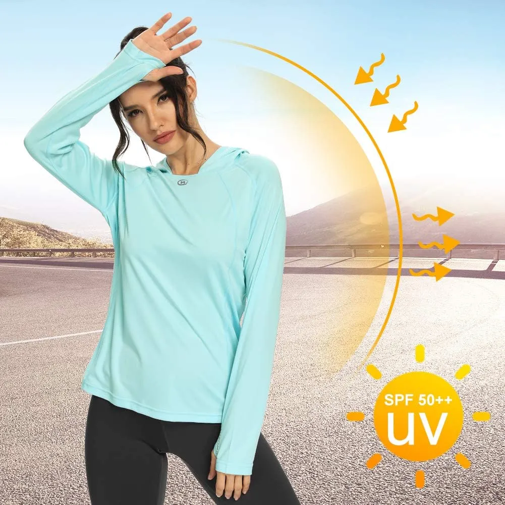 M MAROAUT Women's UV Sun Protection Hiking Shirts, UPF50  Long Sleeve Lightweight Hoodie Quick-Dry Outdoor Fishing Rash Guard
