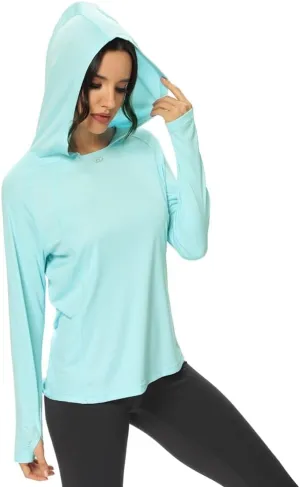 M MAROAUT Women's UV Sun Protection Hiking Shirts, UPF50  Long Sleeve Lightweight Hoodie Quick-Dry Outdoor Fishing Rash Guard