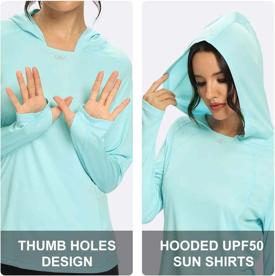 M MAROAUT Women's UV Sun Protection Hiking Shirts, UPF50  Long Sleeve Lightweight Hoodie Quick-Dry Outdoor Fishing Rash Guard