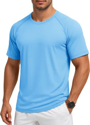 MAGCOMSEN Men's Short Sleeve UPF 50  Sun Protection Shirts Quick Dry Athletic T-Shirt Hiking Running Swimming Rash Guard