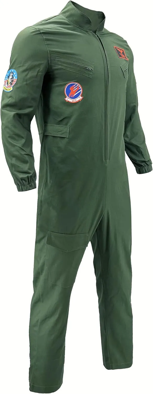 Maverick Flight Pilot Jumpsuit Halloween Cosplay Costume For Adult Mens-M