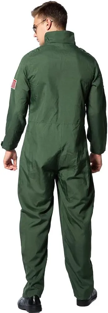 Maverick Flight Pilot Jumpsuit Halloween Cosplay Costume For Adult Mens-M