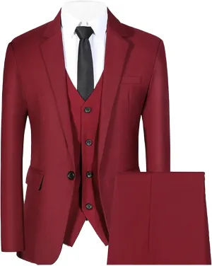 Men's 3 Piece Plaid Suit Check Single Breasted One Button Blazer Set Vintage Formal Dress Party Jacket Vest Pants