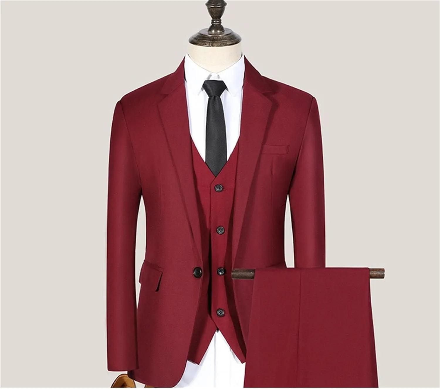 Men's 3 Piece Plaid Suit Check Single Breasted One Button Blazer Set Vintage Formal Dress Party Jacket Vest Pants