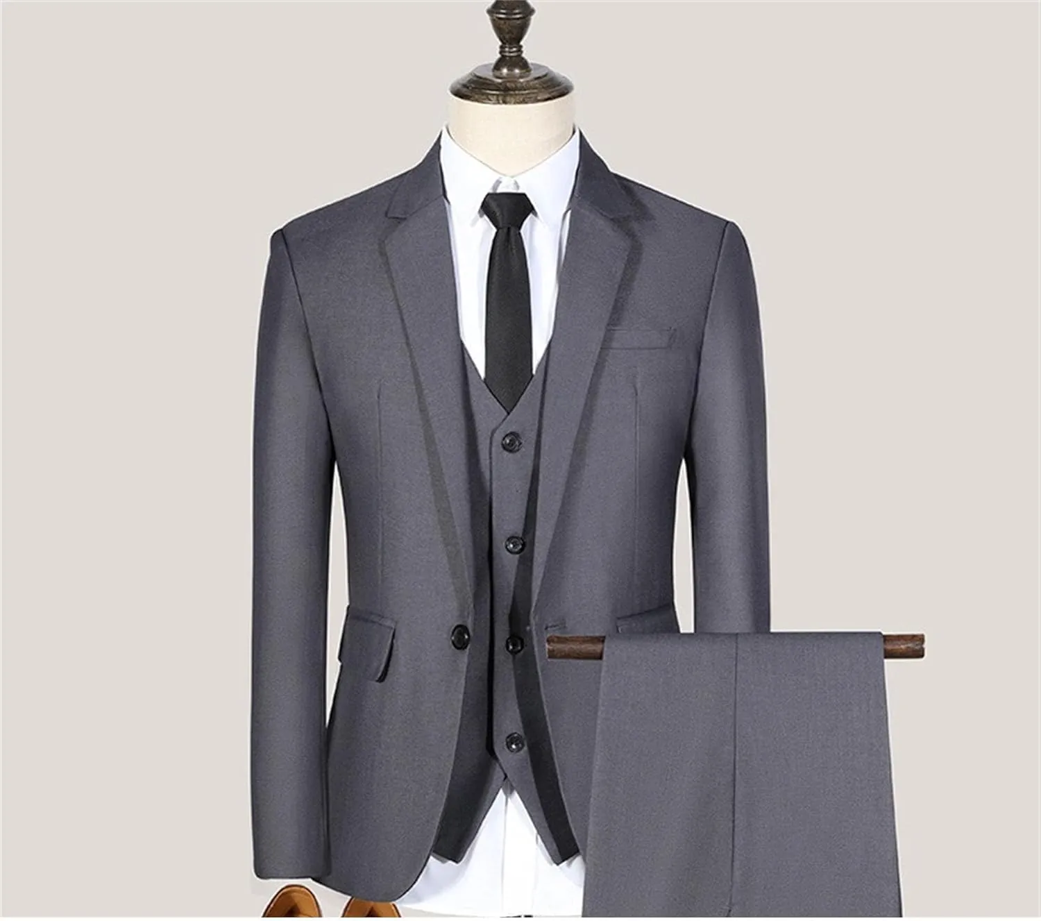 Men's 3 Piece Plaid Suit Check Single Breasted One Button Blazer Set Vintage Formal Dress Party Jacket Vest Pants