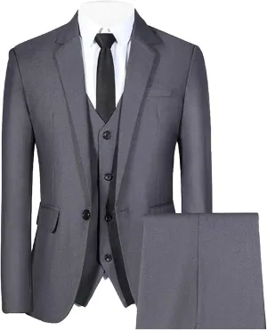 Men's 3 Piece Plaid Suit Check Single Breasted One Button Blazer Set Vintage Formal Dress Party Jacket Vest Pants