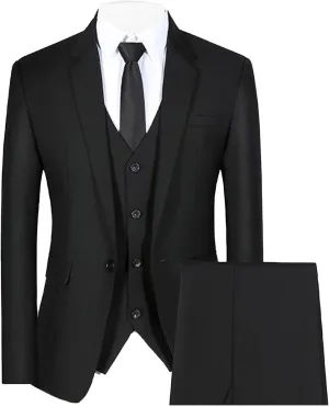 Men's 3 Piece Plaid Suit Check Single Breasted One Button Blazer Set Vintage Formal Dress Party Jacket Vest Pants
