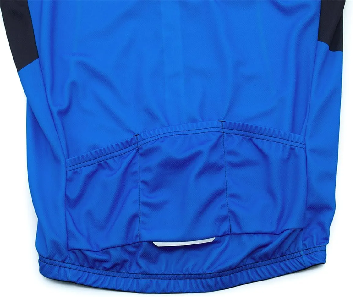 Mens Cycling Jersey 3 Rear Pockets Moisture Wicking Short Sleeve Quick Dry Reflective Biking Shirts