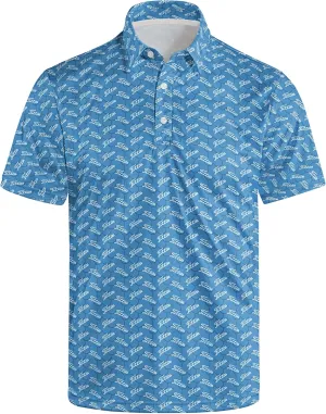 Men's Funny Golf Polo Shirts Quick-Dry Moisture Wicking Humorous Print Short Sleeve Shirt for Golf, Work & Summer