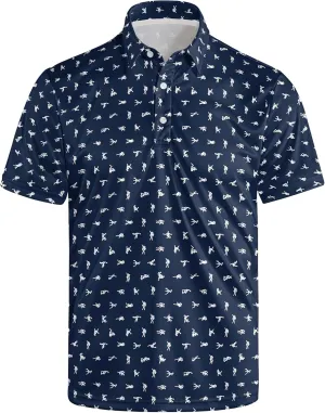 Men's Funny Golf Polo Shirts Quick-Dry Moisture Wicking Humorous Print Short Sleeve Shirt for Golf, Work & Summer
