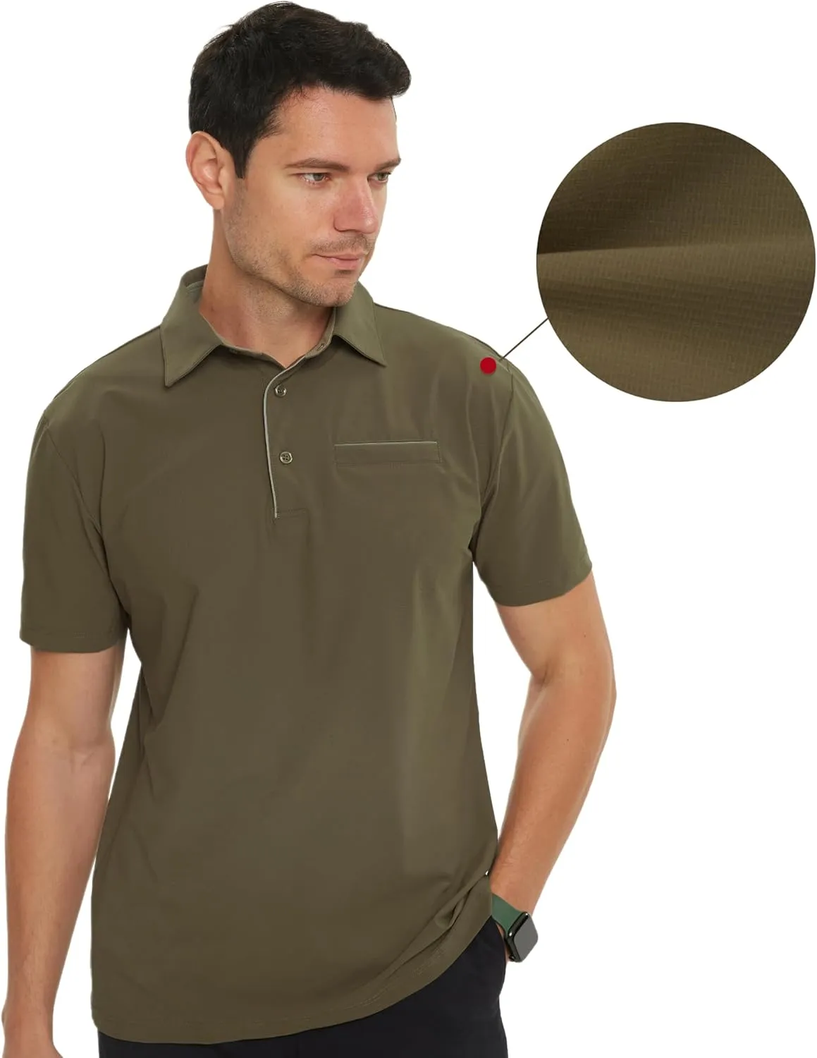 Mens Golf Shirt Short Sleeve Dry Fit Performance Moisture Wicking Rib Collared Golf Polo Shirts for Men
