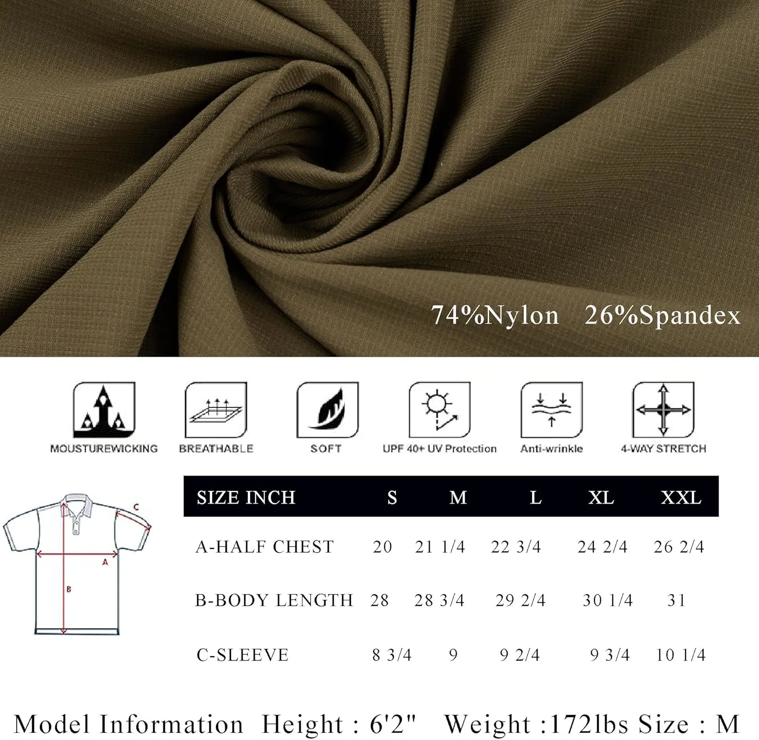 Mens Golf Shirt Short Sleeve Dry Fit Performance Moisture Wicking Rib Collared Golf Polo Shirts for Men