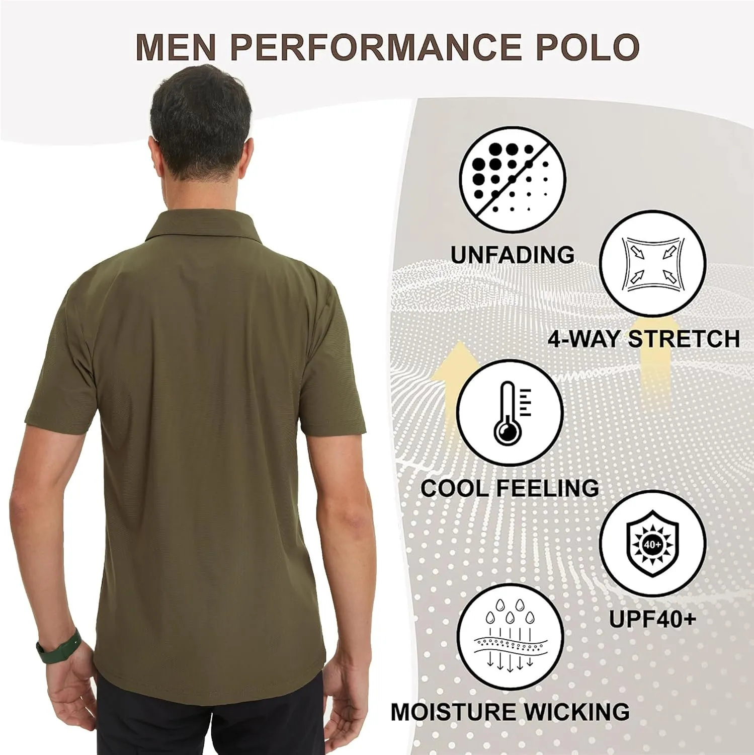 Mens Golf Shirt Short Sleeve Dry Fit Performance Moisture Wicking Rib Collared Golf Polo Shirts for Men