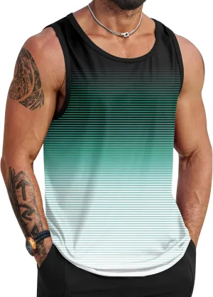 Mens Hawaiian Beach Tank Tops Summer Vacation Muscle Top Graphic Sleeveless Shirts (S-3XL)