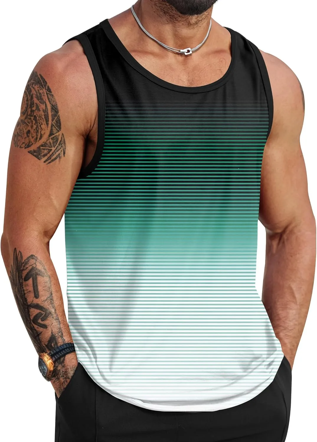 Mens Hawaiian Beach Tank Tops Summer Vacation Muscle Top Graphic Sleeveless Shirts (S-3XL)