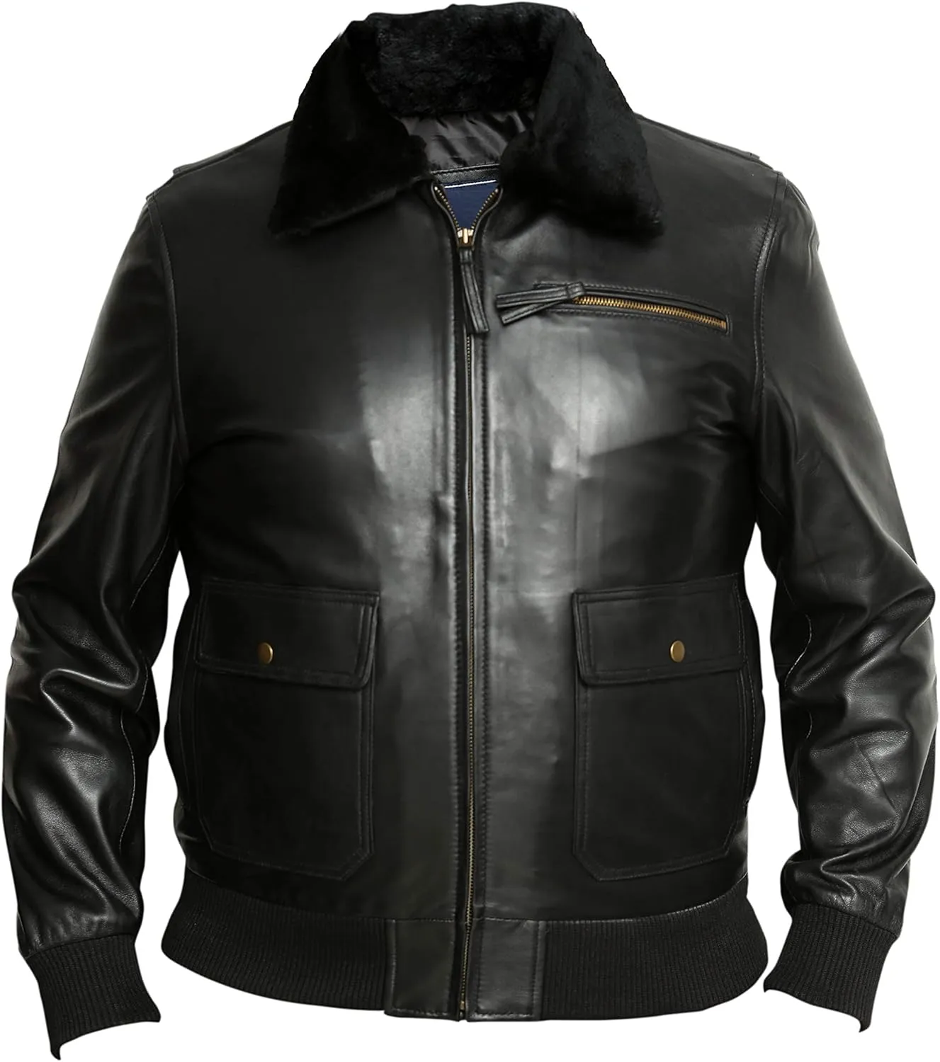 Men's Navy G-1 Distressed Leather Flight Bomber Jacket