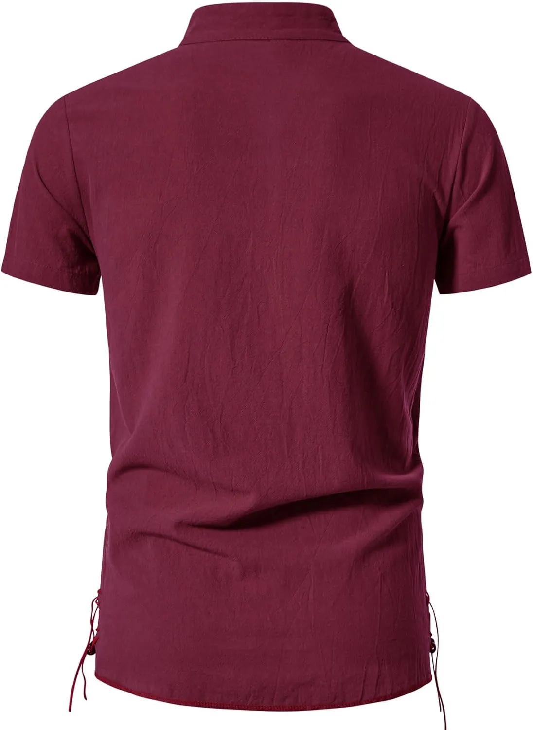 Men's Pure Cotton Vintage Short Sleeve Lace Up Shirts for Renaissance Pirate Viking Medieval Costume