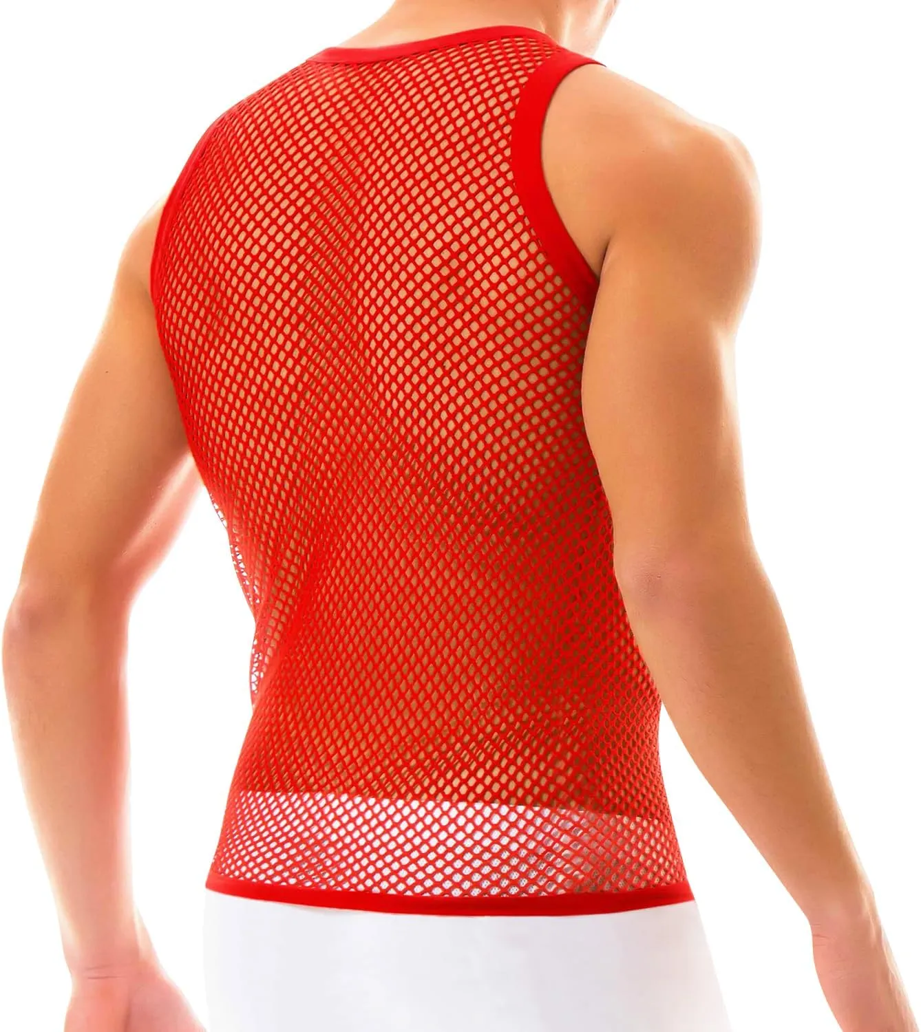 Men's Rasta String Mesh Vest Fishnet Fitted 100% Cotton Sleeveless Muscle Tank Top