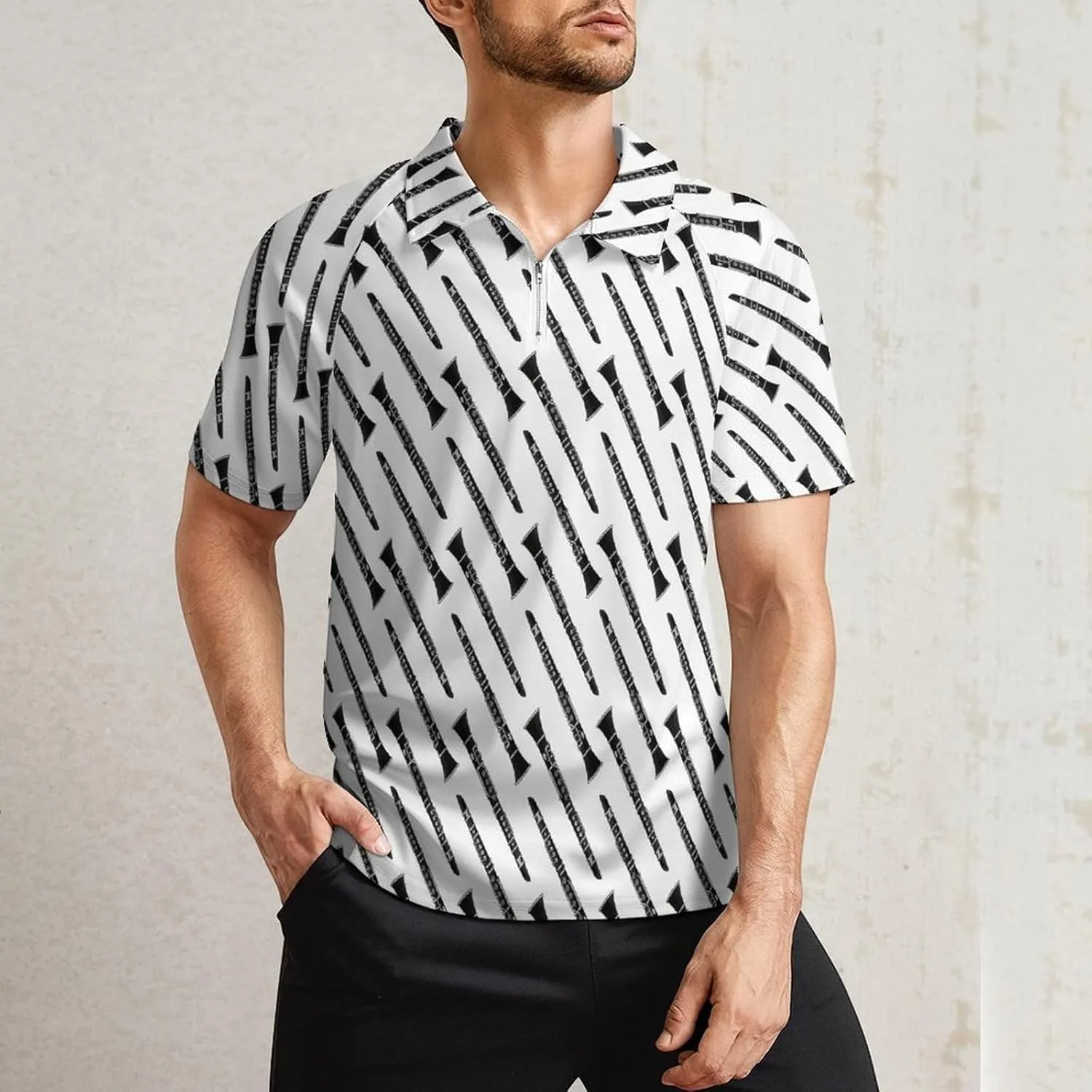 Men's Short Sleeve Casual Polo Shirt Summer Zip Polo Tracksuit for Men S-3XL