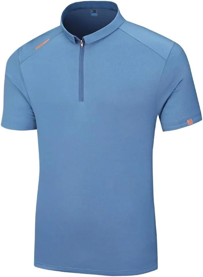 Men's Short Sleeves Quarter Zip Shirts Summer Quick Dry Sport T Shirt Plus Size Casual Tops