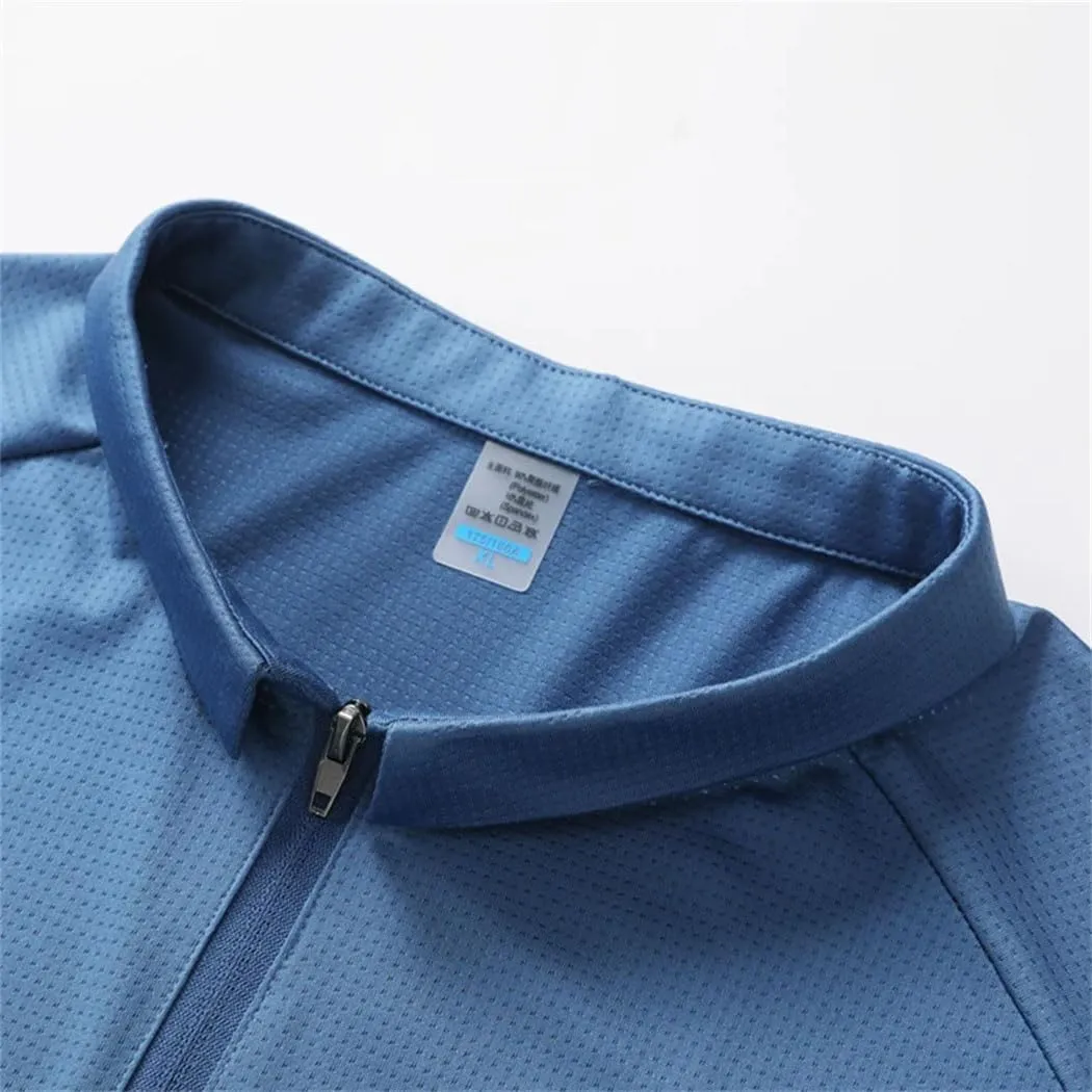 Men's Short Sleeves Quarter Zip Shirts Summer Quick Dry Sport T Shirt Plus Size Casual Tops