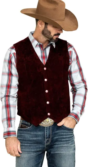 Men's Suede Vest Western Cowboy Jacket Summer Steampunk Waistcoat
