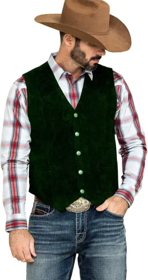 Men's Suede Vest Western Cowboy Jacket Summer Steampunk Waistcoat